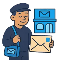 postkontor — ілюстрація: поштове відділення