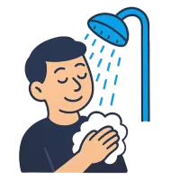 dušš — illustration of shower