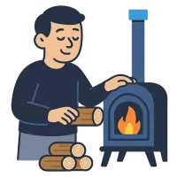 puuküte — illustration of wood heating